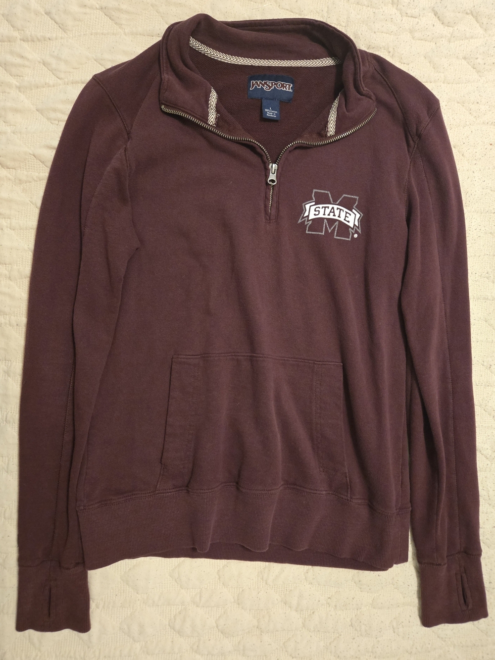 JanSport Men's Large Half-Zip Sweatshirt Pullover - Maroon